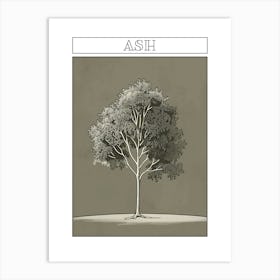 Ash Tree Minimalistic Drawing 4 Poster Art Print