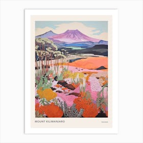 Mount Kilimanjaro Tanzania 2 Colourful Mountain Illustration Poster Art Print