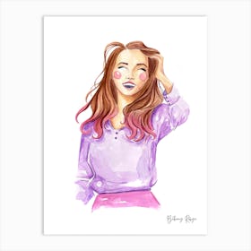 Girl with breeze in her hair Art Print