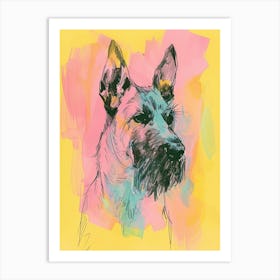 Pastel Bouvier Des Flandres Dog Pastel Line Illustration 1 Art Print