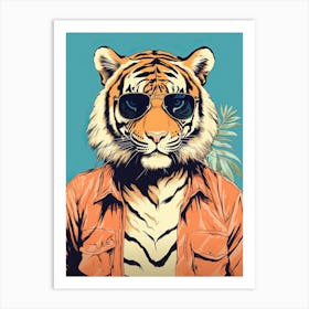 Tiger Illustrations Wearing A Hawaiian Shirt 4 Art Print