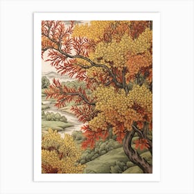 Bebbs Willow 2 Vintage Autumn Tree Print  Art Print
