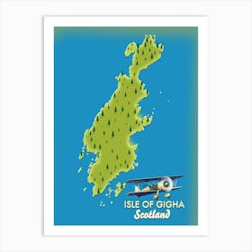 Isle Of Gigha Scotland Travel Map Art Print