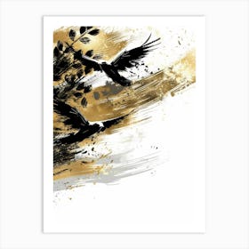 Crows Flying In The Sky Art Print