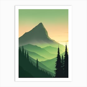 Misty Mountains Vertical Composition In Green Tone 79 Art Print