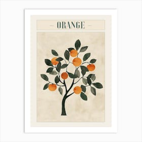 Orange Tree Minimal Japandi Illustration 3 Poster Art Print