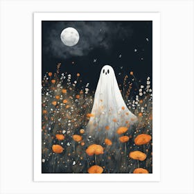 Sheet Ghost In A Field Of Flowers Painting (33) Art Print