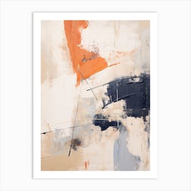 Navy And Orange Autumn Abstract Painting 9 Art Print