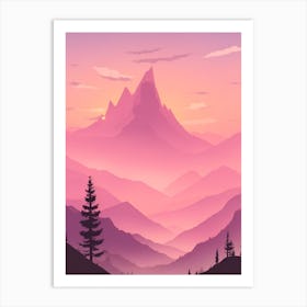 Misty Mountains Vertical Background In Pink Tone 92 Art Print