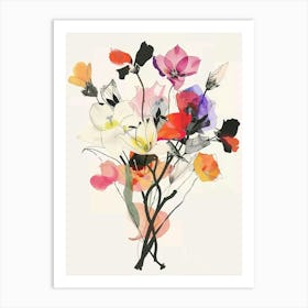 Cyclamen 2 Collage Flower Bouquet Art Print