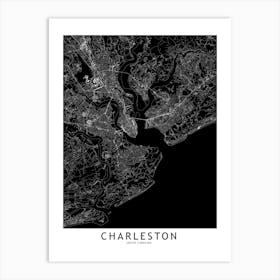 Charleston Black And White Map Art Print