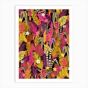 Tropical Nights Heat Maximalist Vibrant Botanical Art Print