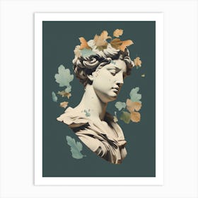 Bust Of A Woman With Leaves Art Print