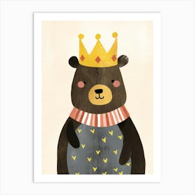 Little Black Bear 2 Wearing A Crown Art Print
