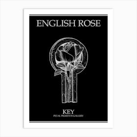 English Rose Key Line Drawing 2 Poster Inverted Art Print