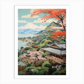 Amanohashidate In Kyoto, Ukiyo E Drawing 8 Art Print