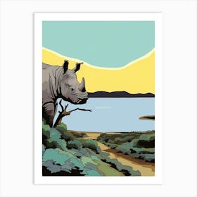 Simple Line Rhino Illustration 2 Art Print