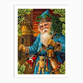 Santa Claus In Blue Suit Art Print