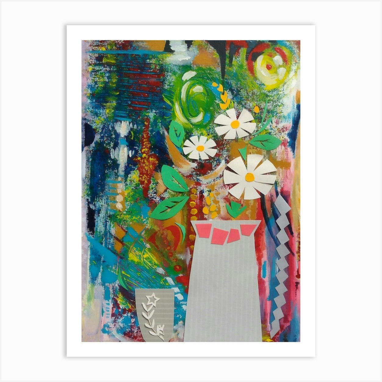 Mother's Day Abstract Flowers In A Vase Affiche