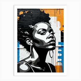 Vintage Graffiti Mural Of Beautiful Black Woman 57 Art Print