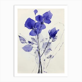 Blue Botanical Lilac 2 Art Print