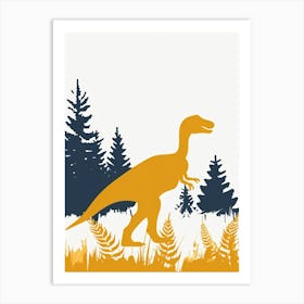 Mustard Dinosaur Silhouette 4 Art Print