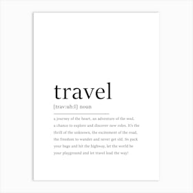 Travel Definition Print - Dictionary Art Poster Art Print