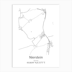 Nierstein,Germany Minimalist Map Art Print