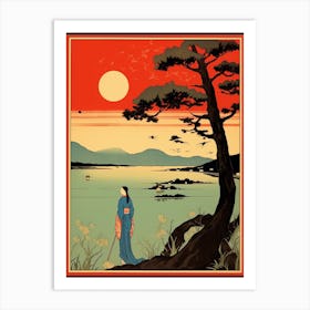 Lake Biwa Japan Vintage Travel Art 3 Art Print