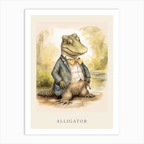 Beatrix Potter Inspired  Animal Watercolour Alligator 2 Art Print