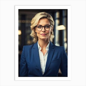 Business Woman With Glasses Art Print
