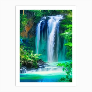 Erawan Falls, Thailand Nat Viga Style (2) Art Print