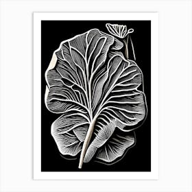 Radish Leaf Linocut 2 Art Print