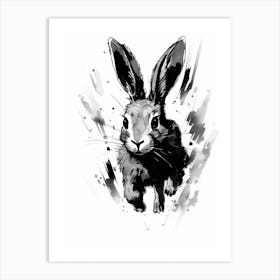 Rabbit Prints Ink Drawing Black And White 3 Art Print