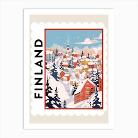 Retro Winter Stamp Poster Helsinki Finland 2 Art Print