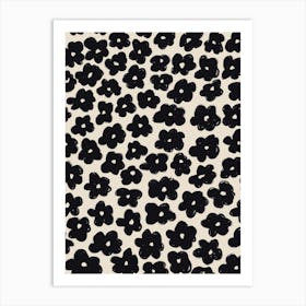 Daisies Pattern 1 Black White Art Print