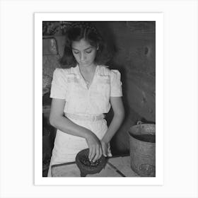 Mexican Girl Grinding Peppers, Robstown, Texas By Russell Lee Art Print