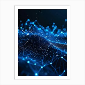 Abstract Digital Datum Web Displaying A Three Dimensional Mesh Of Connections Symbolizing Ai Networ (2) Art Print