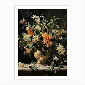 Baroque Floral Still Life Honeysuckle 4 Art Print