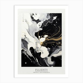 Fluidity Abstract Black And White 1 Poster Art Print