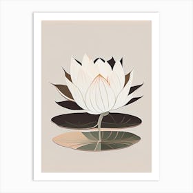 Blooming Lotus Flower In Pond Retro Minimal 6 Art Print