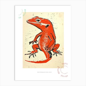 Red Mediterranean House Gecko Bold Block 4 Poster Art Print