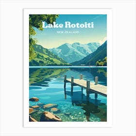 Lake Rotoiti Tasman Digital Travel Illustration Art Print