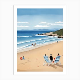 People On The Beach Painting (20) Art Print