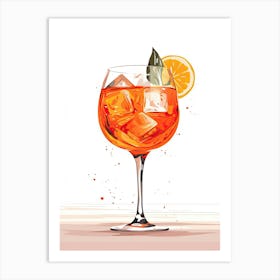 Watercolour Aperol Spritz Floral Infusion Cocktail 7 Art Print