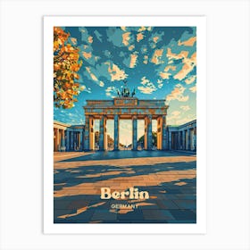 Berlin Germany Brandenburg Gate Art Illustration Art Print