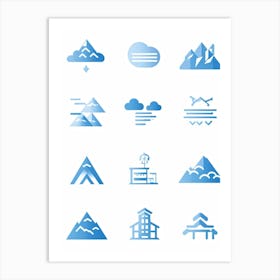 Aesthetic Vector Icons Categorized Into Severally Distinct Weather And Travel Symbols Dominating T Art Print