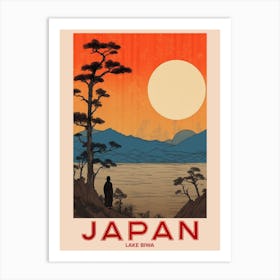 Lake Biwa, Visit Japan Vintage Travel Art 4 Art Print