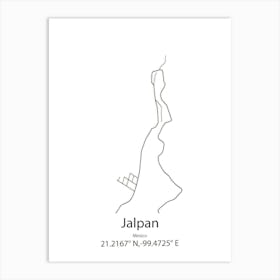 Jalpan,Mexico Minimalist Map Art Print