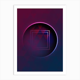 Geometric Neon Glyph on Jewel Tone Triangle Pattern 333 Art Print